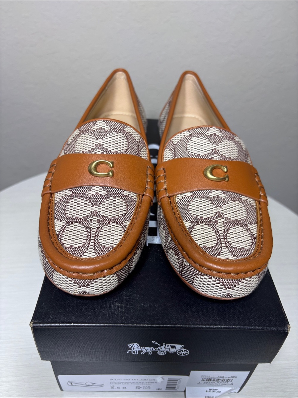 COACH Sculpted C Driver Loafers Signature Jacquard Cocoa Amber NIB
Size 6.5 - Picture 2 of 9